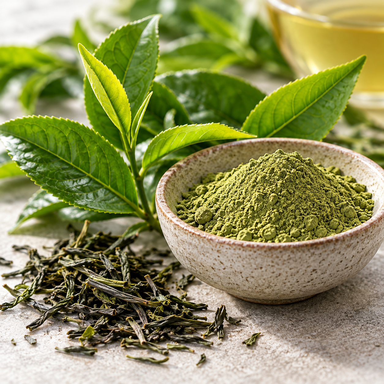 L-Theanine and tea leaves